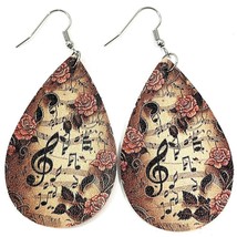 Lightweight Faux Leather Music Note Earrings 2.24” Long - $6.13 CAD