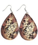 Lightweight Faux Leather Music Note Earrings 2.24” Long - $6.07 CAD