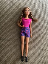 Barbie Fashionistas Doll Flower Dress &amp; Earrings w/black Shoes 2015 Mattel Cute - £9.01 GBP