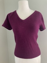 Vtg Angora Blend Plum Short Sleeve Pullover Fuzzy Sweater 32-34 bust Small - €30,46 EUR