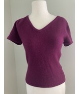 Vtg Angora Blend Plum Short Sleeve Pullover Fuzzy Sweater 32-34 bust Small - $48.41 CAD