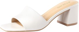 PIZZ ANNU Women&#39;s Square Open Toe Heels Sandals Off White 6.5 - £18.78 GBP