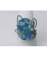 Vintage Artisan MOSAIC INLAID OPAL Ring in STERLING Silver - Size 6 - FR... - $125.00