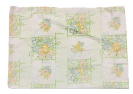 Vintage Single Standard Pillowcase Cannon Monticello White Green Lattice Floral - £9.51 GBP