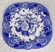 Spode Archive Collection British Flowers Poppy Square Plate Blue White 8... - $18.32