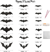 3D Halloween Hanging Bats Decoration Large Glittery Bat Wall Decal Stickers for  - £17.62 GBP