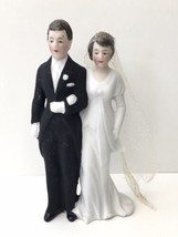 Vintage 4&quot; German Ceramic Bisque Art Deco Wedding Couple Figurine 1930s 1940s - £35.38 GBP