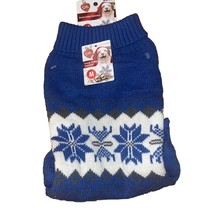 Small Pet Dog Sweater Coat Winter Theme Blue Snowflake Size M Pet Central NWT - £6.15 GBP