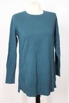 J Jill SP Teal Green Split Side Cotton Blend Knit Tunic Sweater - £20.91 GBP
