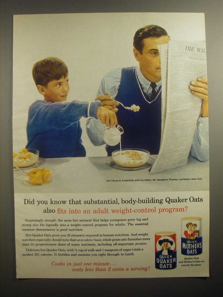 1963 Quick Quaker Oats and Mother's Oats Ad - Did you know - $18.49