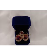 Stylish Lucide Ruby Red And Gold Tone Bullet Back Cufflinks With Tie Pin - $21.17