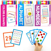 Set Of 3 Early Learning Flash Cards Alphabet Letters Colors Numbers Educational - £14.89 GBP