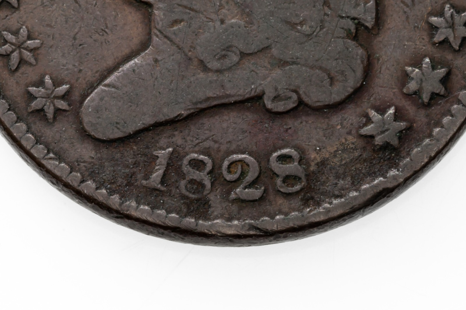 1828 Half Cent in Very Good VG Condition, Brown Color Item image 3