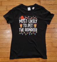 Most Likely To Ride Reindeer Christmas Funny Family Matching T Shirt Men - $13.72