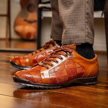 Bari Genuine Lizard Fashion Sneaker Dress Shoes Cognac image 6
