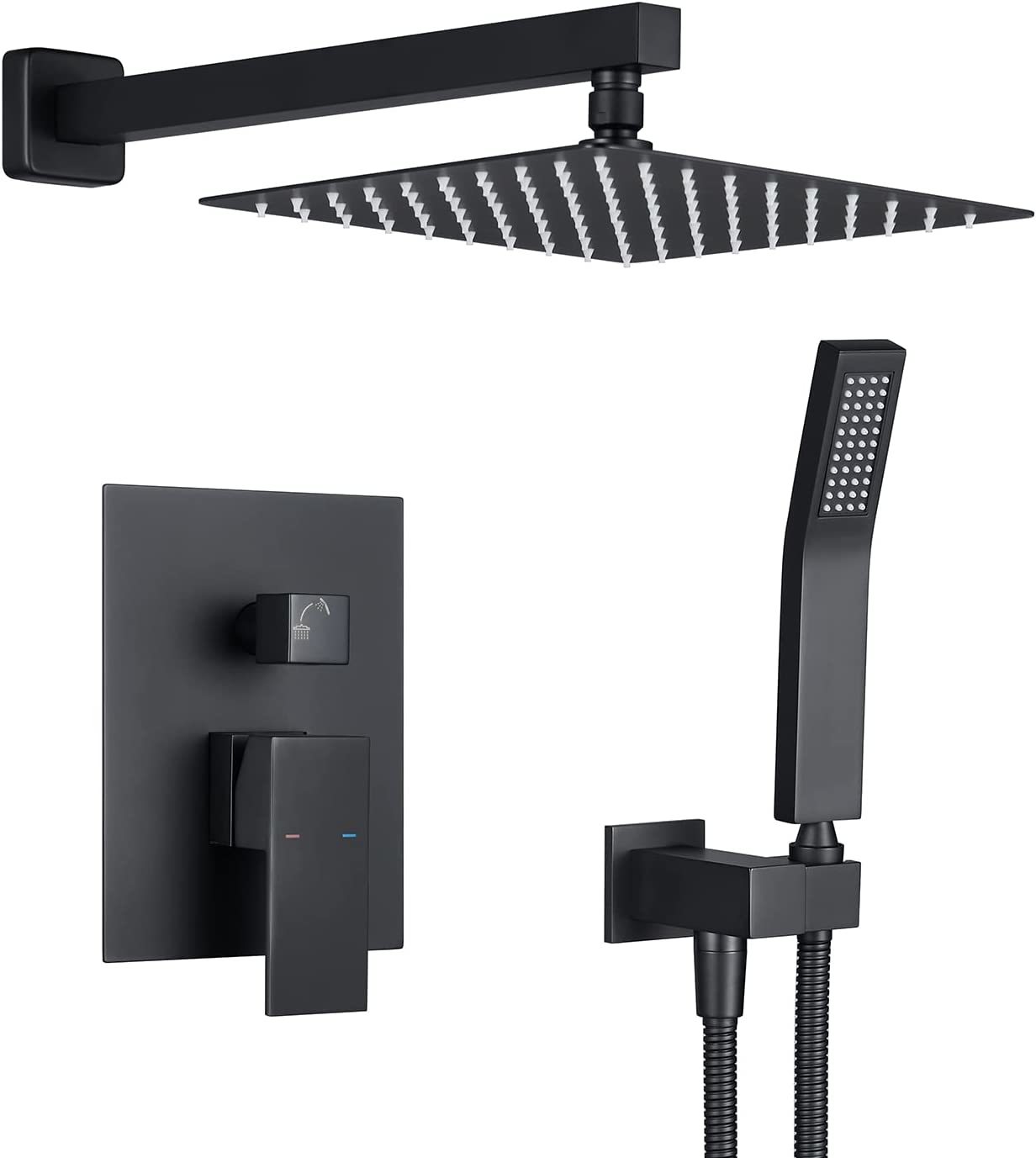 Primary image for 10 Inches Rain Shower Combo Set Black Wall Mount Faucet Bathroom Faucets With