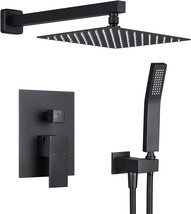 10 Inches Rain Shower Combo Set Black Wall Mount Faucet Bathroom Faucets With - £196.92 GBP