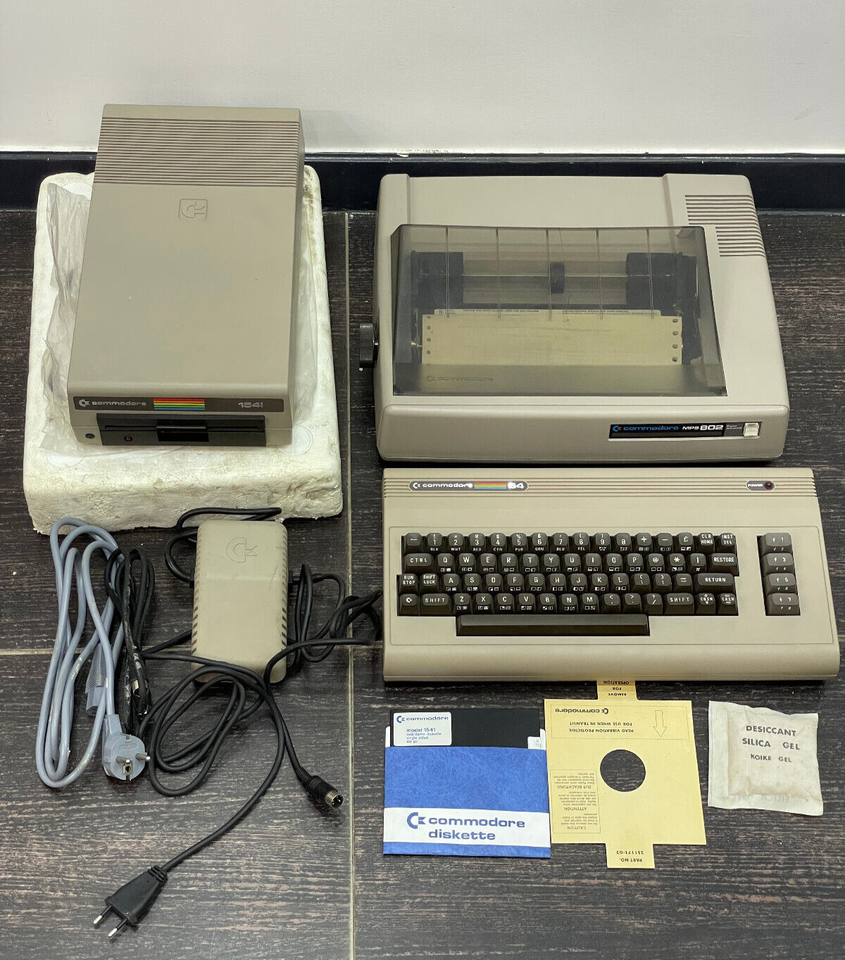 VTG Commodore Personal Computer C64, Matrix Printer, Floppy Drive &amp; Powe... - $224.05