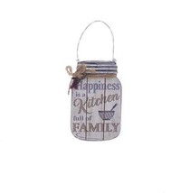 Kurt Adler 4.5" Wooden Mason Jar Christmas Ornament "Happiness Is A Kitchen..." - £6.29 GBP