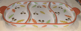 Temp-Tations Old World 3 Section Divided Serving Platter Tray Harvest Leaves - £17.08 GBP