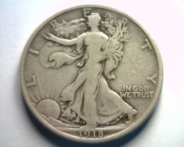 1918-D Walking Liberty Half Fine F Nice Original Coin Bobs Coins Fast Shipment - £62.96 GBP