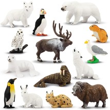 14Pcs Tiny Polar Animal Figurines, Plastic Arctic Animal Figure Set Incl... - $25.99