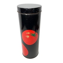 Vintage Dept 56 Hot Tomato Tin Litho Tall Container with Lid Retro Farmhouse - £15.79 GBP