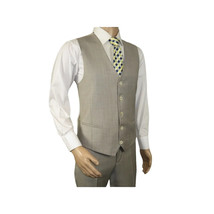 Men Suit BERLUSCONI Turkey 100% Italian Wool Super 180's 3pc Vested #Ber13 Beige image 9