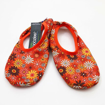 Snoozies Women&#39;s Stretch Comfort Skinnies Orange Daisies Slippers Size 7/8 - £10.27 GBP
