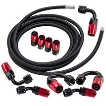 16FT AN6 6AN Nylon Braided Oil Fuel Line+Fittings Hose and Adaptor KIT US - £45.97 GBP