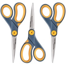 Westcott 8&quot; Titanium-Bonded Non-Stick Scissors For Office &amp; Home, Gray/Yellow, 3 - £31.16 GBP
