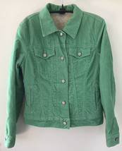 Gap Spring Green Corduroy Faux Shearling Sherpa Lined Button Up Jean Jacket S 36 - £62.53 GBP