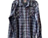Levis Shirt Mens XL Blue Plaid Long Sleeve Button Down Pearl Snap Wester... - $17.25