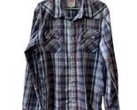 Levis Shirt Mens XL Blue Plaid Long Sleeve Button Down Pearl Snap Wester... - £13.67 GBP