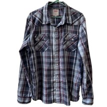 Levis Shirt Mens XL Blue Plaid Long Sleeve Button Down Pearl Snap Western Cowboy - £13.78 GBP
