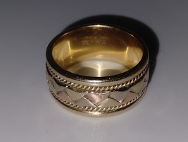 Tritone Tricolor 3 Color Weave Wedding Anniversary Ring 14kt Gold Size 12 - £382.99 GBP