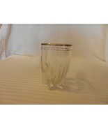 Vintage 3.25&quot; Tall Clear Shot Glass With Gold Rim Star Footed Engraved D... - £15.80 GBP