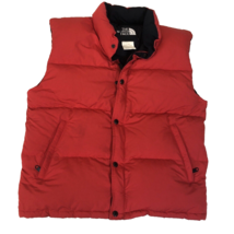 The North Face Red Nylon Down Puffer Zip Snap Front Vest Mens Size Medium - $59.39
