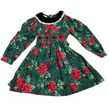 Vintage Dolly Flinders Girls 4T Christmas Dress Green &amp; Red Floral Lace ... - €32,97 EUR