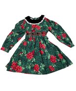 Vintage Dolly Flinders Girls 4T Christmas Dress Green &amp; Red Floral Lace ... - €32,97 EUR