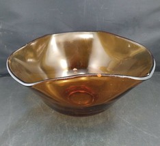Vintage Tiara (Indiana Glass) 10” Amber Ruffled Edge Serving Bowl Excellent!! - $16.00