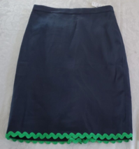 NWT J Crew navy Blue Linen Pencil Skirt Size 2 Green Trim - £17.00 GBP
