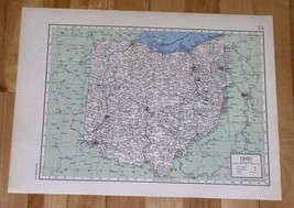 1944 Vintage Wwii Map Of Ohio Cleveland Cincinnati / Verso North Dakota Bismarck - £20.55 GBP