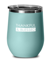 Thankful and Blessed, teal drinkware metal glass. Model 60063  - £21.57 GBP