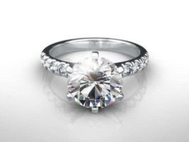 2.75Ct Round Cut Simulated Diamond Engagement Ring Solid 14k White Gold Size 6 - £198.16 GBP