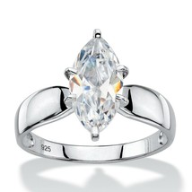 PalmBeach Jewelry 2.48 TCW CZ Solitaire Ring Platinum-plated Sterling Silver - £42.48 GBP