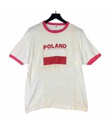 Poland T-Shirt 80s Vintage Polish Flag Hanes Tag XL Made in USA Retro Pa... - £27.26 GBP