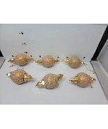 Vintage 4&quot; Pink/Gold  Beaded Dangling Christmas Ornaments Lot Of 6 - $24.95