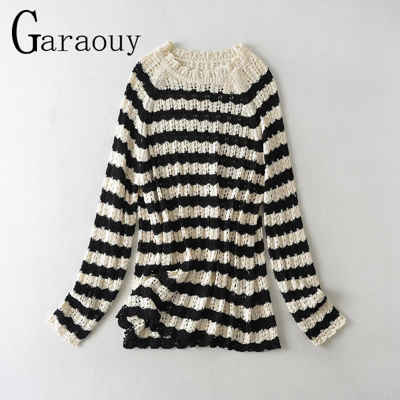 Garaouy  Autumn New Women Long  Knit Black And White   Jumper Loose Thin Streetw - £140.40 GBP