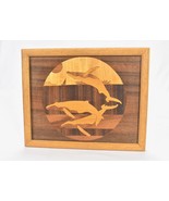 Vintage Marquetry Wood Inlay Framed Art Yukon Collection Alaska Whales M... - £70.81 GBP